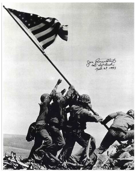 Joe Rosenthal Signed 10'' x 12.75'' Photo of Iwo Jima Flag Raising